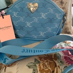 NWT Juicy Couture Blue Monogram Crossbody Bag